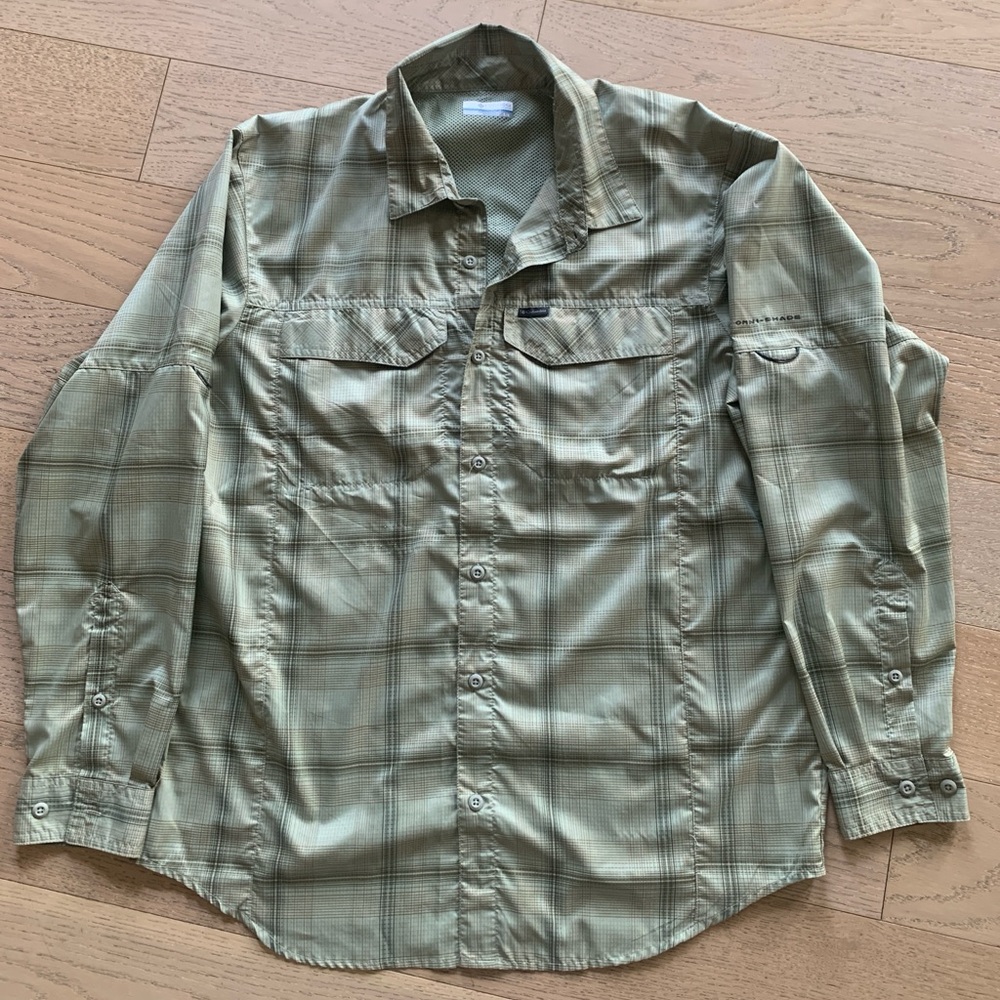 Columbia Men's Casual Button Down Shirt - Green Plaid